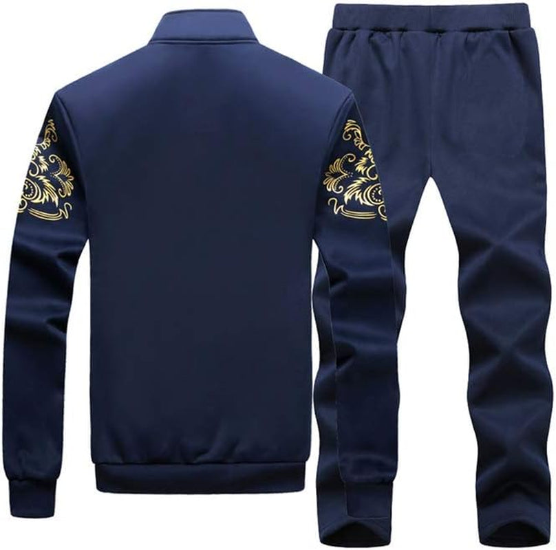 Men'S Casual Tracksuit Full Zip Running Jogging Athletic Sports Jacket and Pants Set