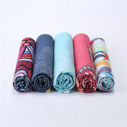 Yoga Mat Towel Double-Side Velvet Yoga Fitness Isolation Mat Non-Slip Folding Portable Sports Mat Towel Beach Quick Dry Towel