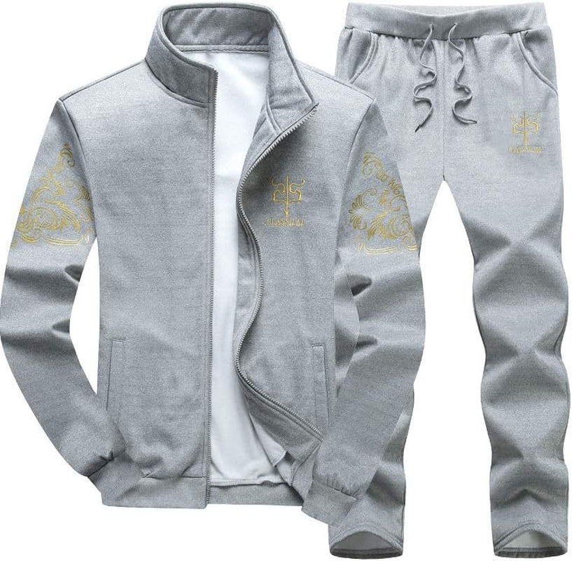 Men'S Casual Tracksuit Full Zip Running Jogging Athletic Sports Jacket and Pants Set