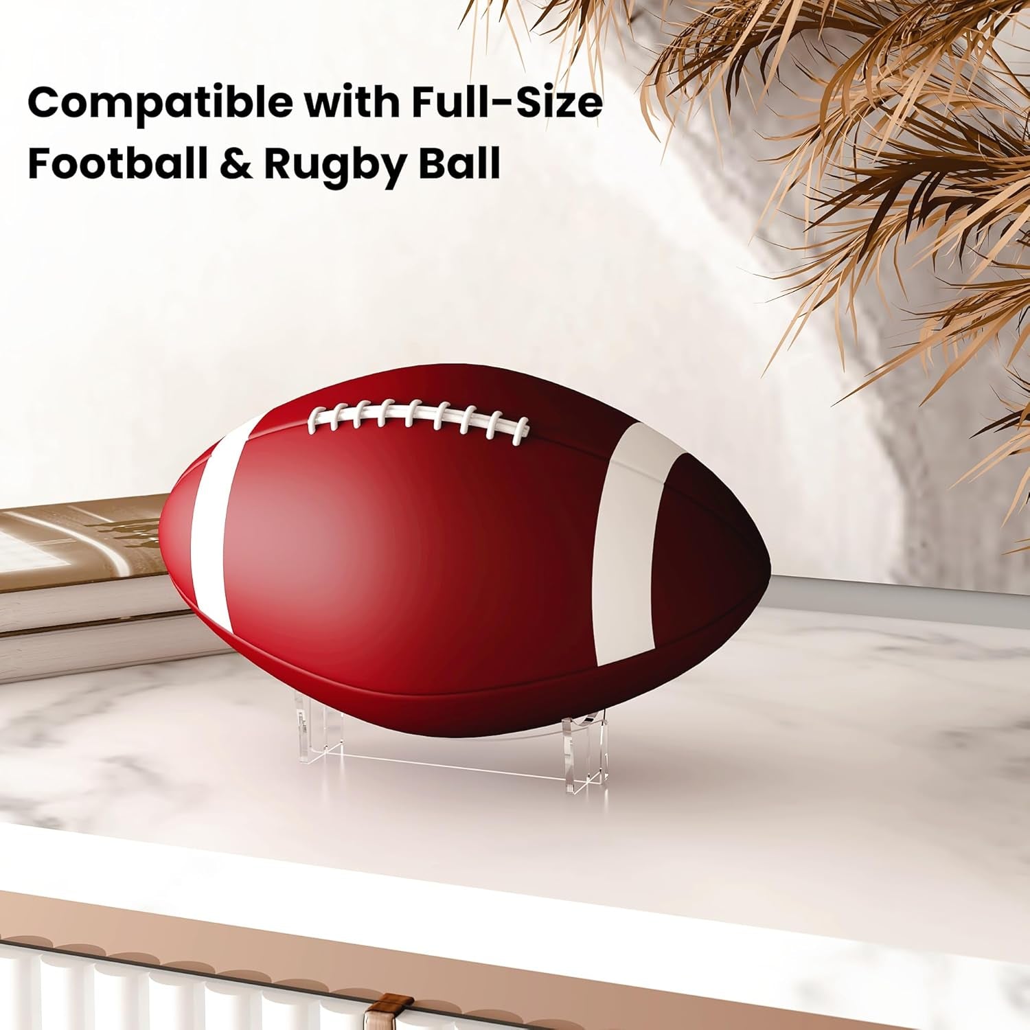 Football Stand Holder, 2-Pack Acrylic Display Stand for Rugby Ball, Clear Rack F