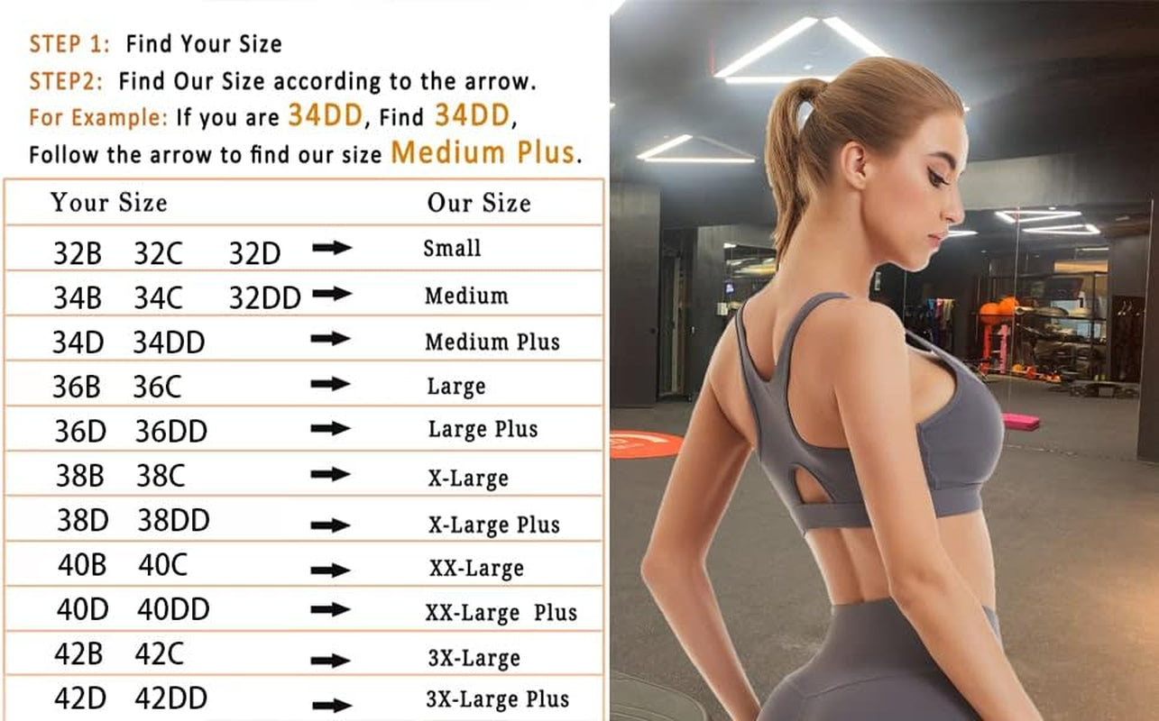 Womens Sports Bra with Zip Closure and Racerback,Wireless Bras,Four-Way Stretch Fabric with Removable Padded