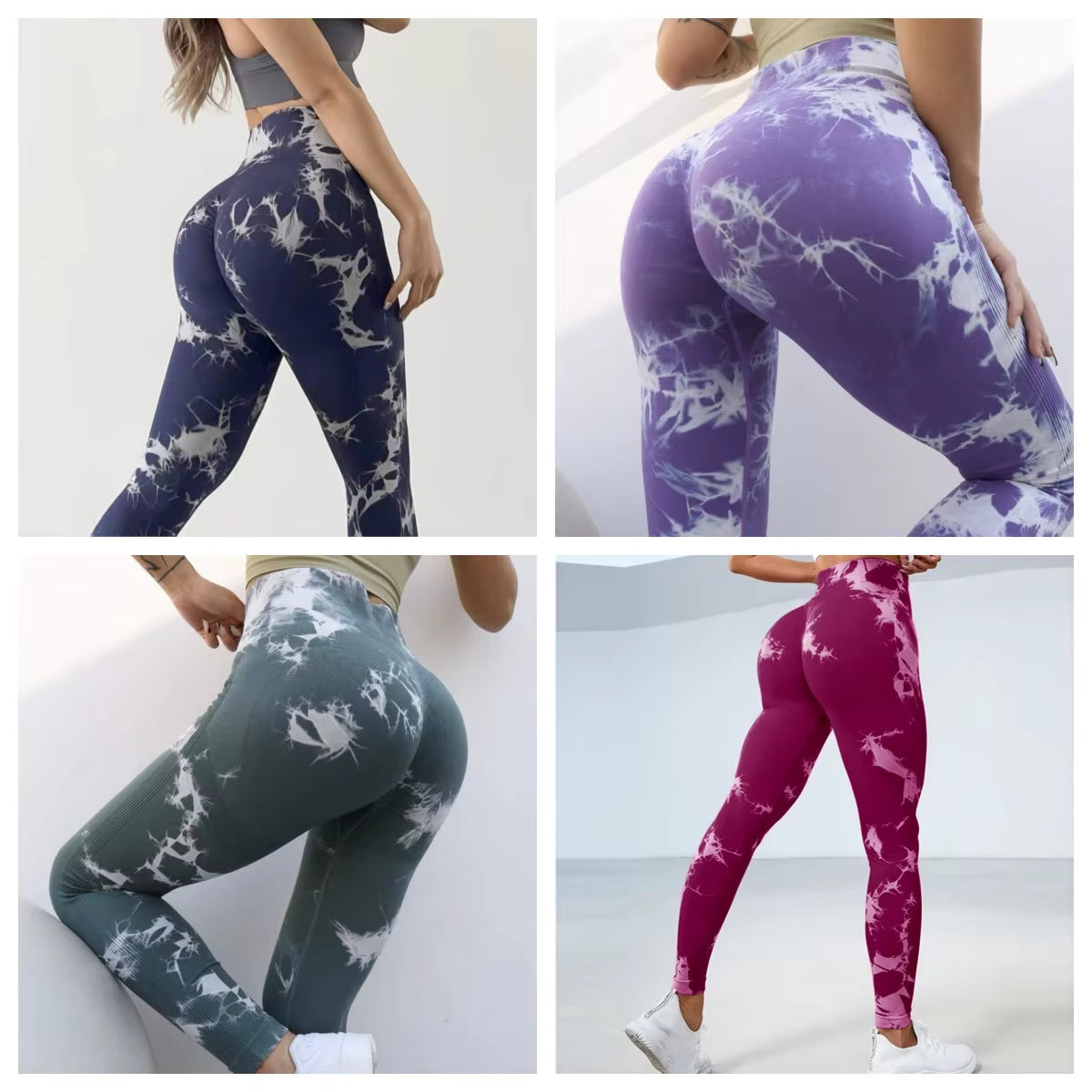 Tie-Dye Slim-Fit Peach Hip-Lifting Sports Yoga Leggings - Sexy, Butt-Enhancing for Fitness, Running & Training