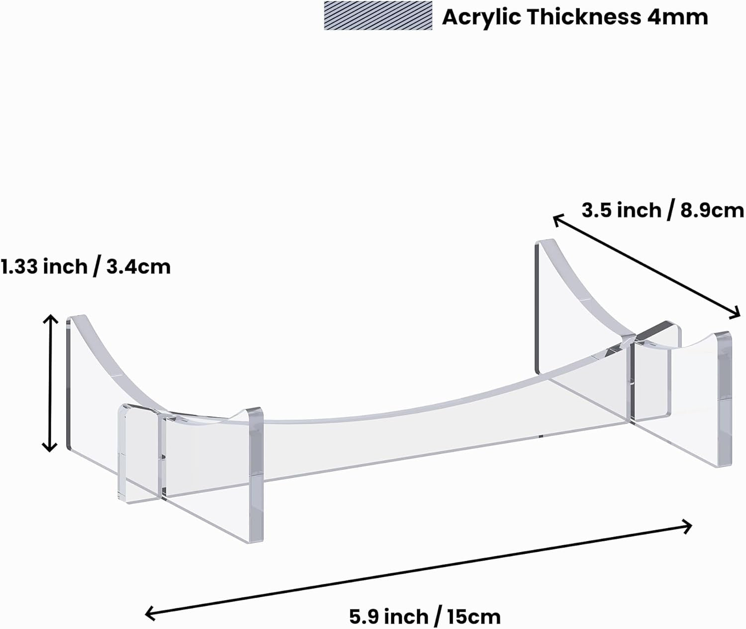 Football Stand Holder, 2-Pack Acrylic Display Stand for Rugby Ball, Clear Rack F