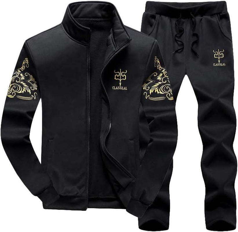 Men'S Casual Tracksuit Full Zip Running Jogging Athletic Sports Jacket and Pants Set