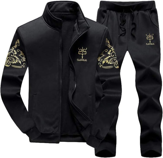 Men'S Casual Tracksuit Full Zip Running Jogging Athletic Sports Jacket and Pants Set